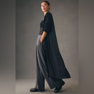 Anthropologie Long Twofer Cardigan Sweater, Women’s 1 Size Black Duster, Pockets
